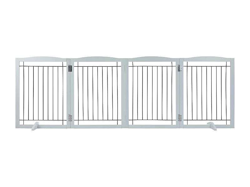 Barrière de Sécurité pour Chien Pliable SucceBuy, 81 x 245cm，Autoportante , pour Passages Larges et Étroits, Utilisation Intérieure, Blanc