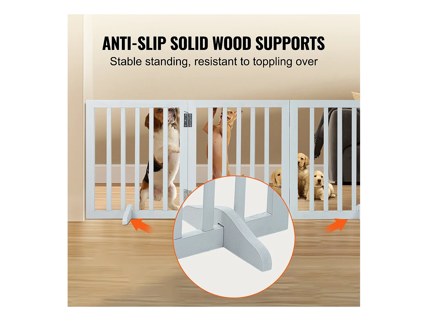Puerta Plegable para Perros SucceBuy 61 x 152cm, Barrera para Mascotas,  para Pasillos Anchos y Estrechos, Uso en Interiores, Blanco