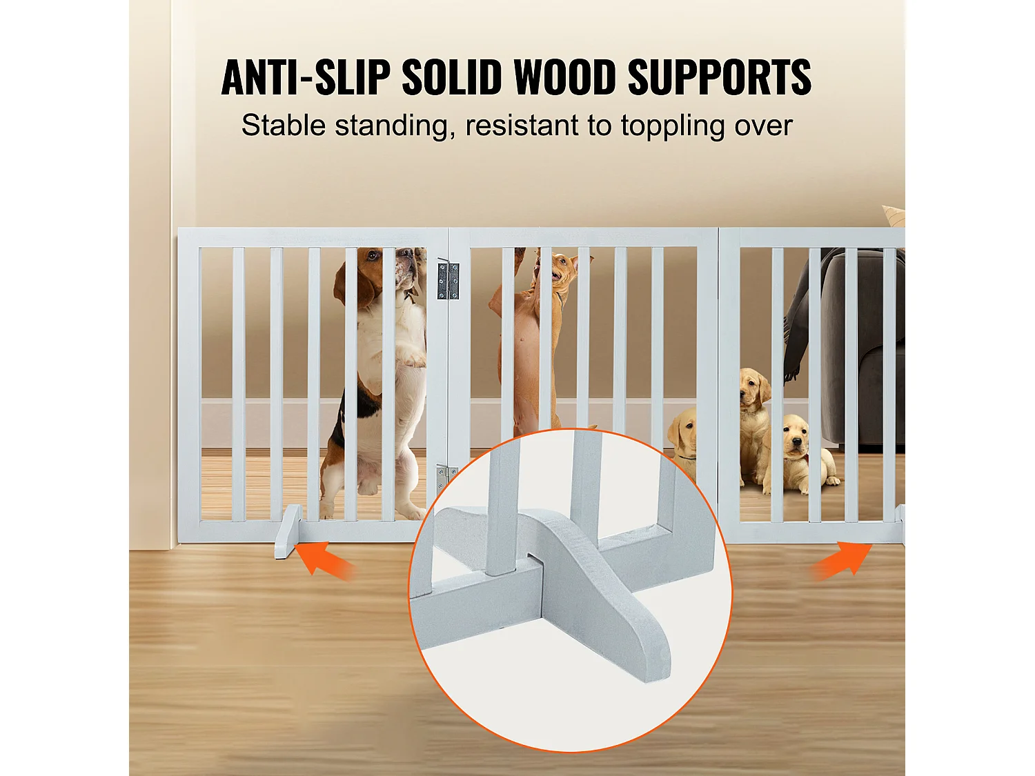 Faltbares, Freistehendes Hundetor SucceBuy,61 x 152cm, Haustiergitter,  für Breite und Enge Durchgänge, Verwendung im Innenbereich, Weiß