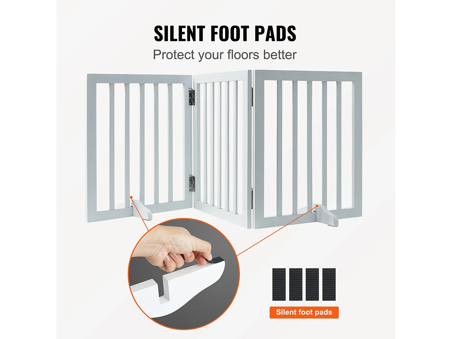 Faltbares, Freistehendes Hundetor SucceBuy,61 x 152cm, Haustiergitter,  für Breite und Enge Durchgänge, Verwendung im Innenbereich, Weiß