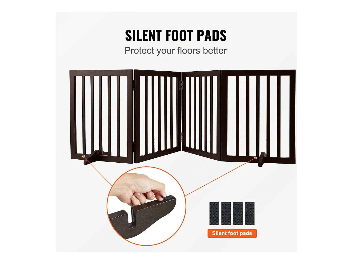 Barrière pour Chien Pliable SucceBuy，61 x 204cm, Autoportante, pour Passages Larges et Étroits, Utilisation Intérieure,  Marron