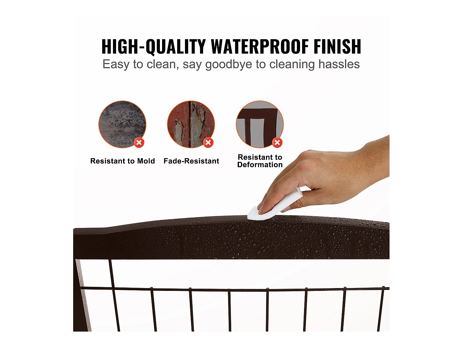 Barrière pour Chien Pliable SucceBuy，81 x 245cm, Autoportante, pour Passages Larges et Étroits, Utilisation Intérieure, Marron