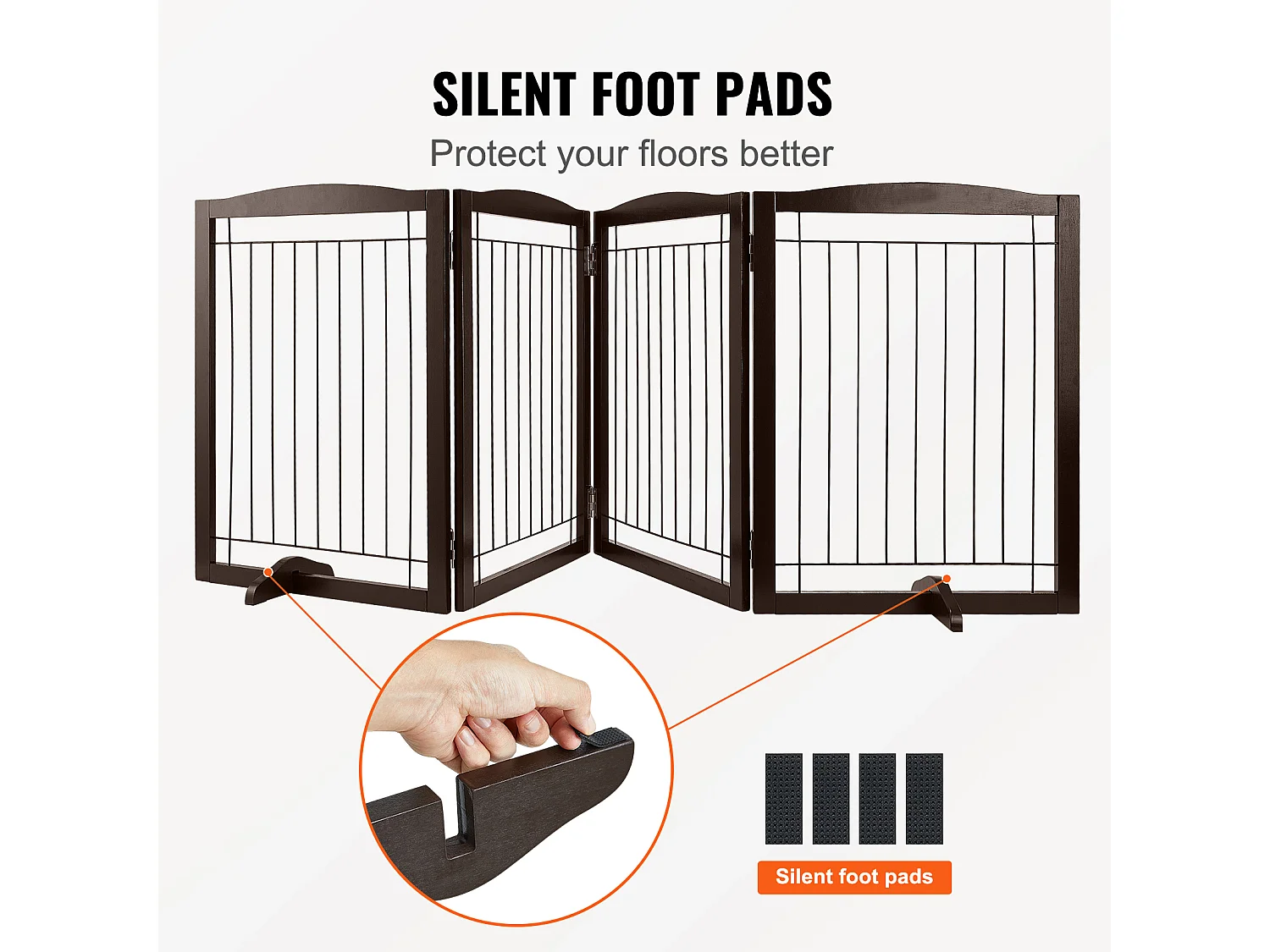 Barrière pour Chien Pliable SucceBuy，81 x 245cm, Autoportante, pour Passages Larges et Étroits, Utilisation Intérieure, Marron