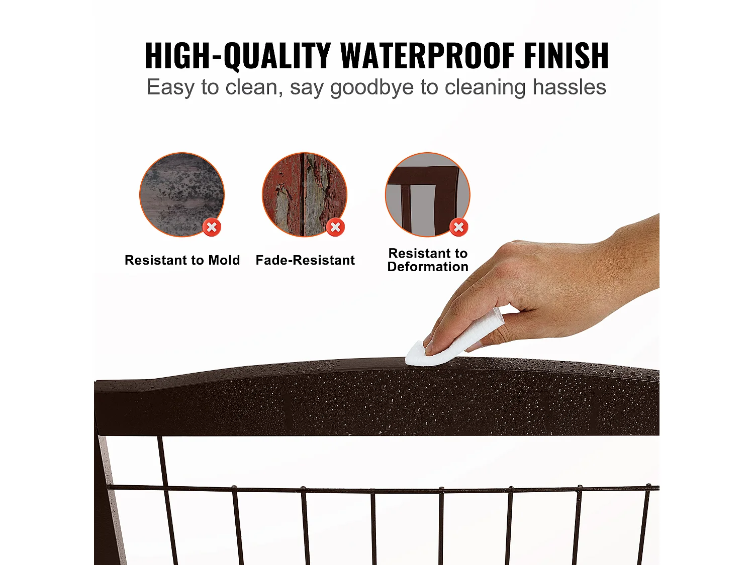 Barrière pour Chien Pliable SucceBuy，81 x 245cm, Autoportante, pour Passages Larges et Étroits, Utilisation Intérieure, Marron