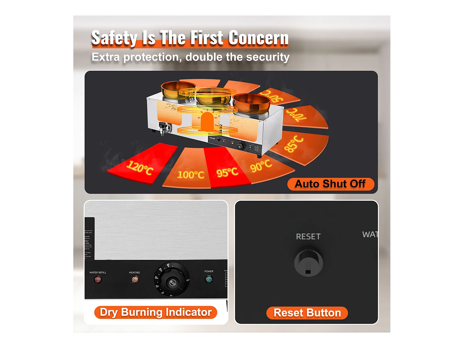 Cuiseur SucceBuy Chauffe-Soupe Commercial avec 3 Pots de 7L pour Conserver leurs Saveurs Chaudes et Délicieuses,Allant de 30 à 85 ℃