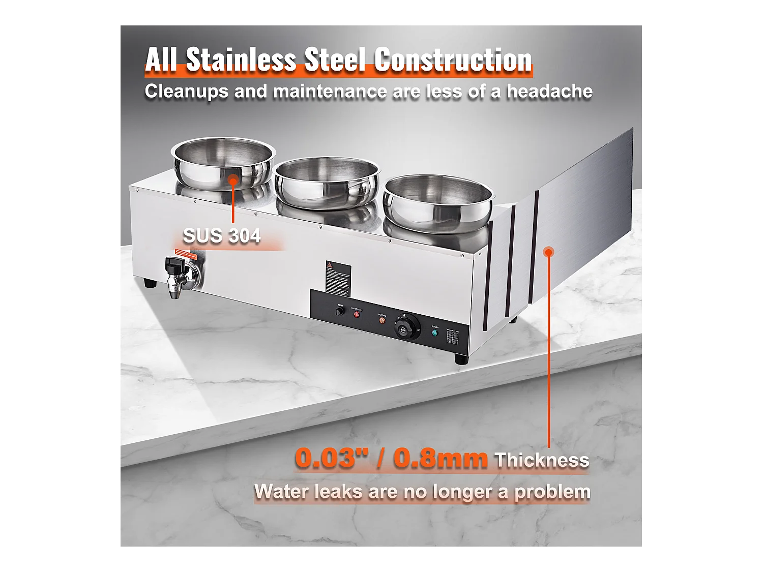 Cuiseur SucceBuy Chauffe-Soupe Commercial avec 3 Pots de 7L pour Conserver leurs Saveurs Chaudes et Délicieuses,Allant de 30 à 85 ℃