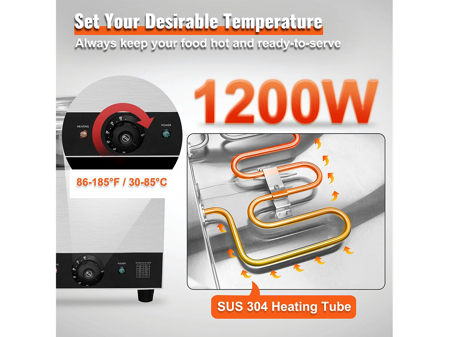 Cuiseur SucceBuy Chauffe-Soupe Commercial avec 3 Pots de 7L pour Conserver leurs Saveurs Chaudes et Délicieuses,Allant de 30 à 85 ℃