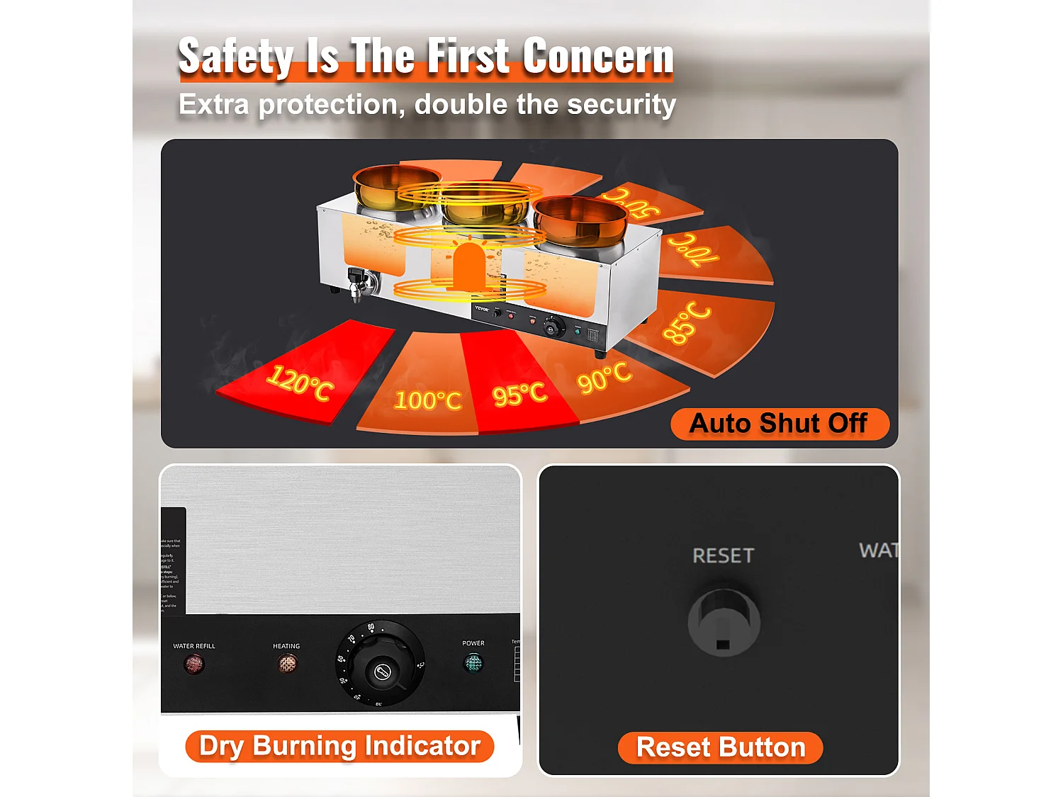 Cuiseur SucceBuy Chauffe-Soupe Commercial avec 3 Pots de 7L pour Conserver leurs Saveurs Chaudes et Délicieuses,Allant de 30 à 85 ℃