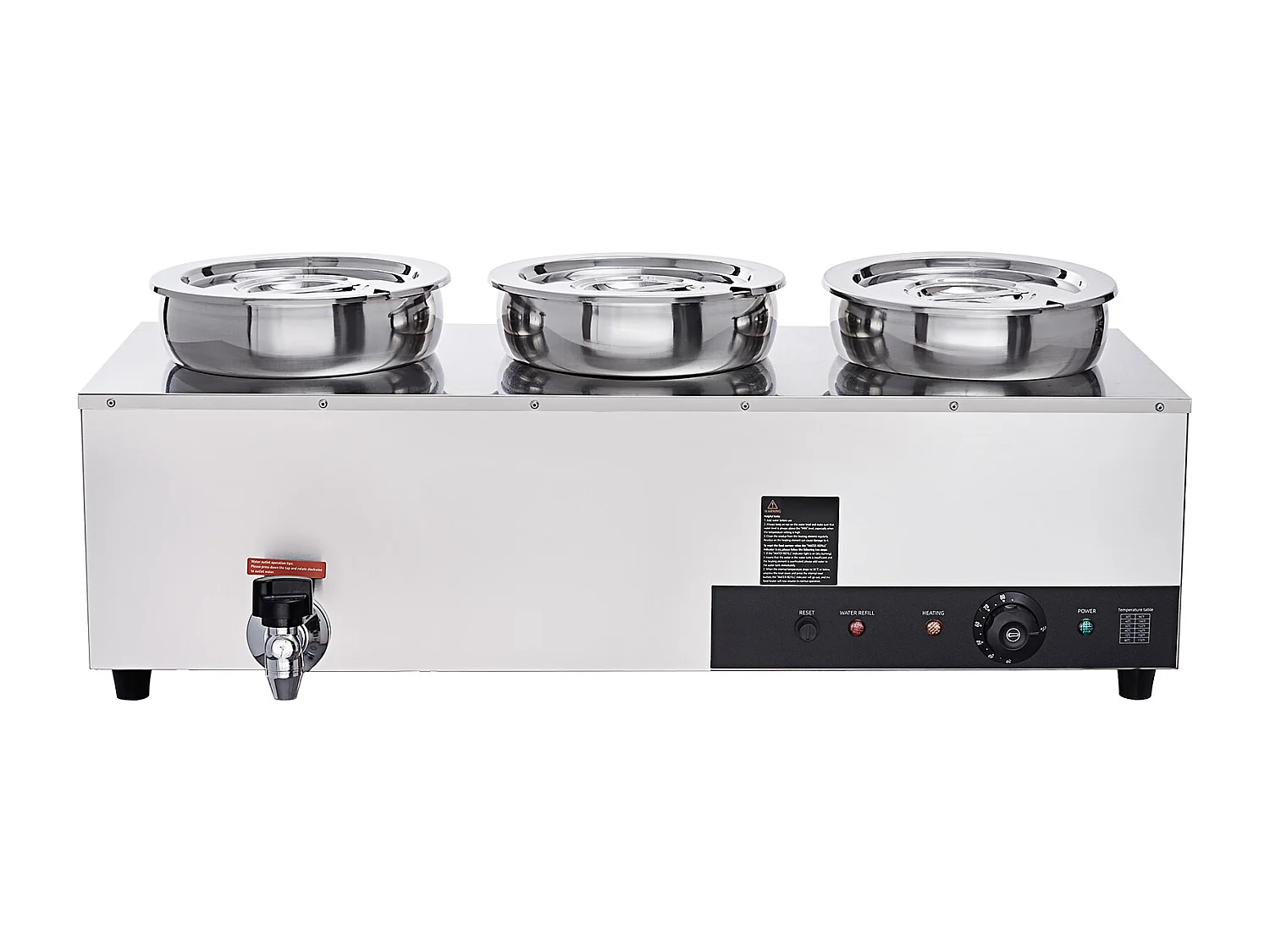 Cuiseur SucceBuy Chauffe-Soupe Commercial avec 3 Pots de 7L pour Conserver leurs Saveurs Chaudes et Délicieuses,Allant de 30 à 85 ℃