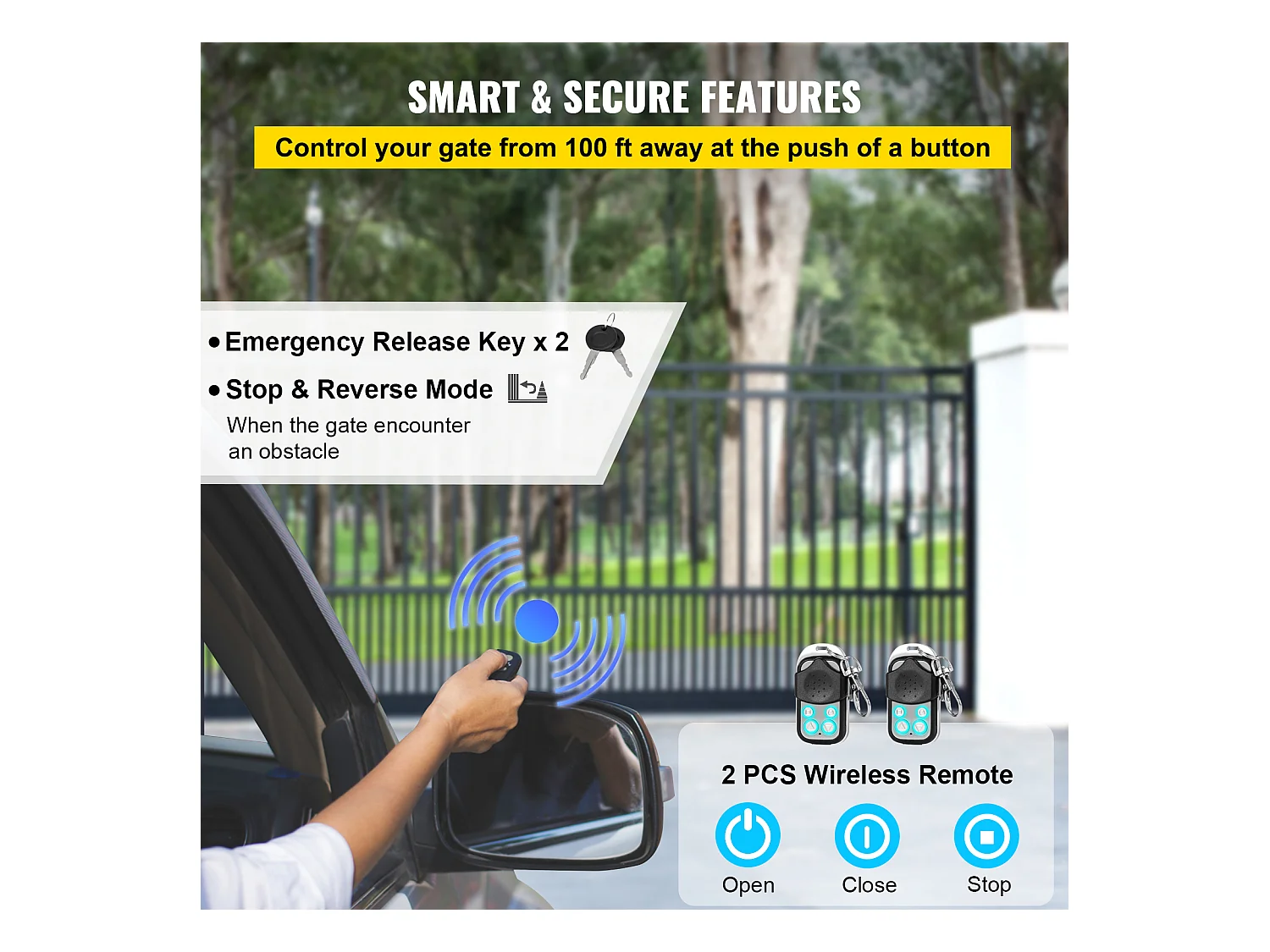 Ouvre-Portail Coulissant Automatique SucceBuy 1400 kg avec Télécommandes