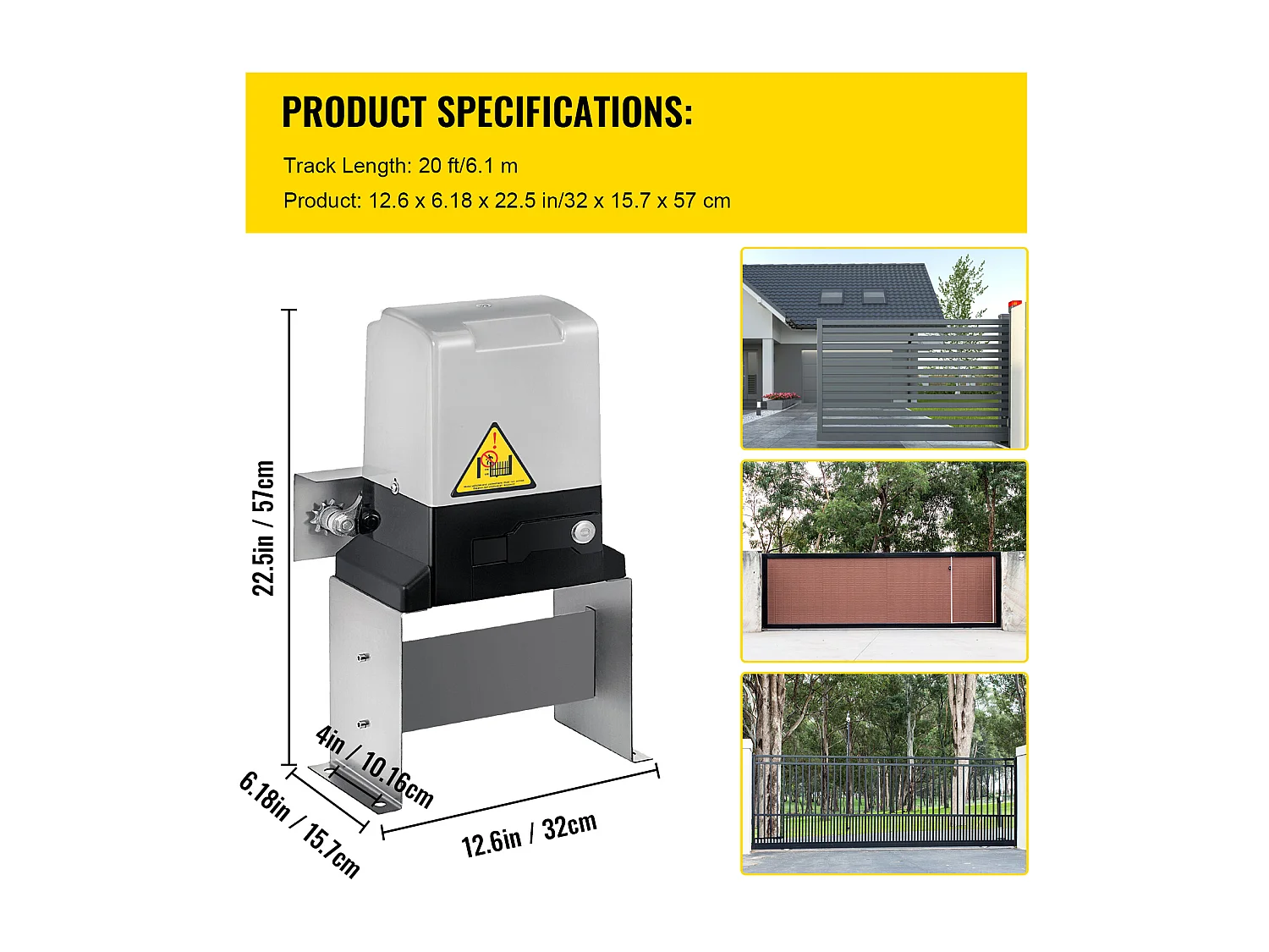 Ouvre-Portail Coulissant Automatique SucceBuy 1400 kg avec Télécommandes