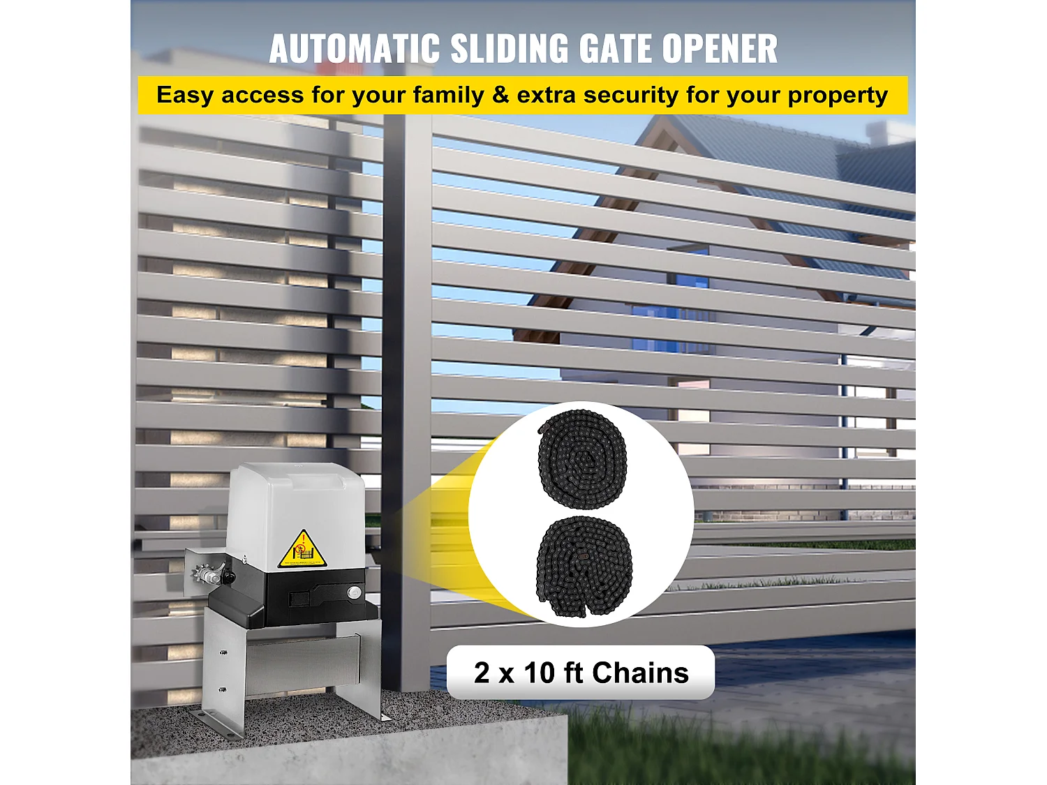 Ouvre-Portail Coulissant Automatique SucceBuy 1400 kg avec Télécommandes