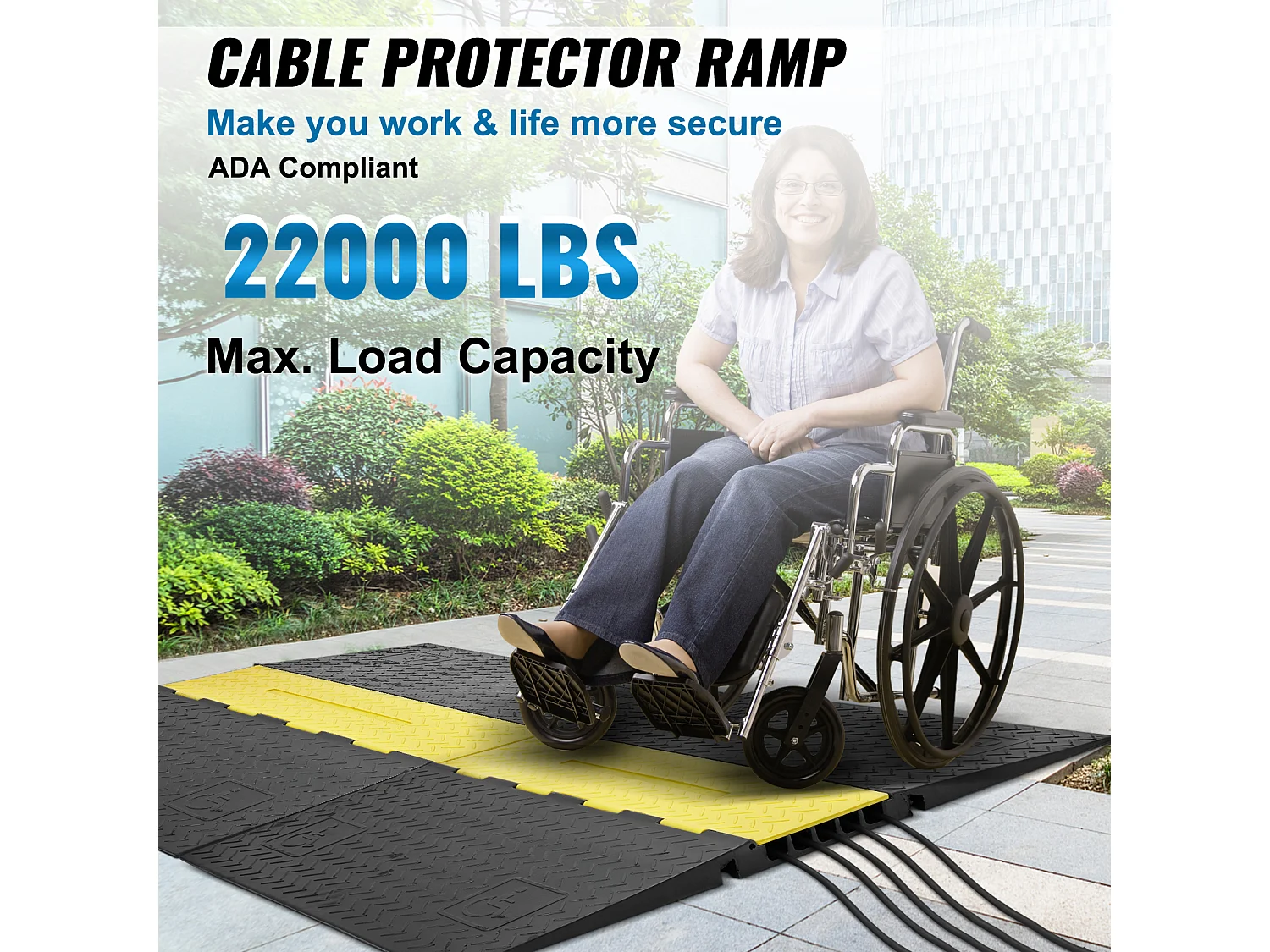 Rampa Ochronna Kabeli z 5 Kanałami SucceBuy, Pojemność Obciążenia 9979 kg, Ukrywacz Kabeli