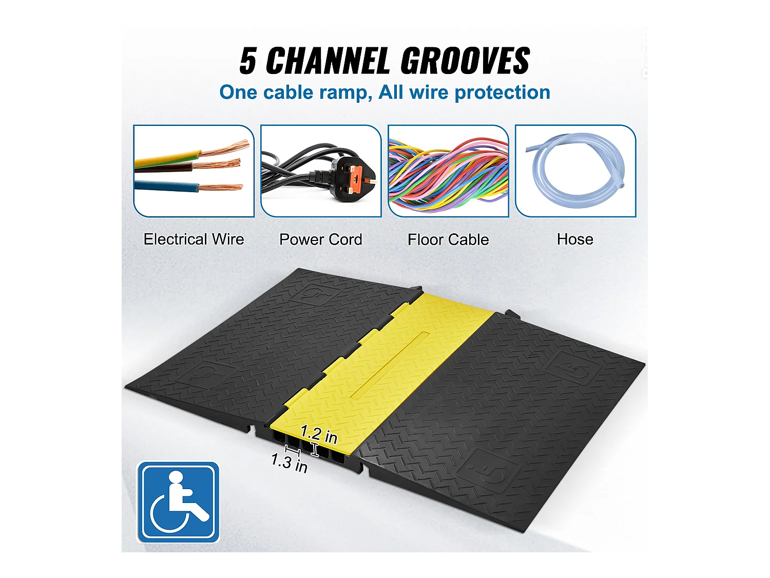 Rampa Ochronna Kabeli z 5 Kanałami SucceBuy, Pojemność Obciążenia 9979 kg, Ukrywacz Kabeli