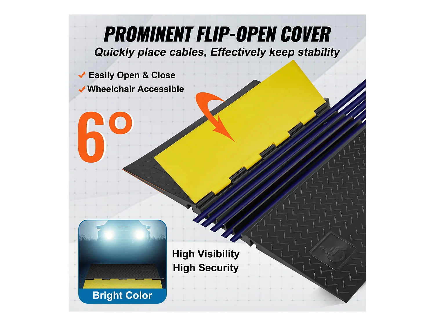 Rampa Ochronna Kabeli z 5 Kanałami SucceBuy, Pojemność Obciążenia 9979 kg, Ukrywacz Kabeli