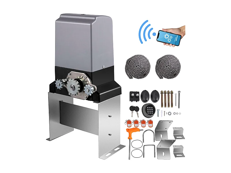 Abridor de Portão Deslizante SucceBuy, Capacidade de 1497 kg, Portão Deslizante Automático, Equipado com 4 Comandos e Controlo por Aplicação