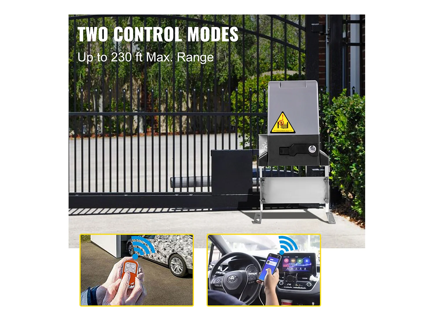 Ouvre-Portail Coulissant SucceBuy, Portail Coulissant Automatique d'une Capacité de 1497kg, Équipé de 4 Télécommandes et d'un Contrôle par Application