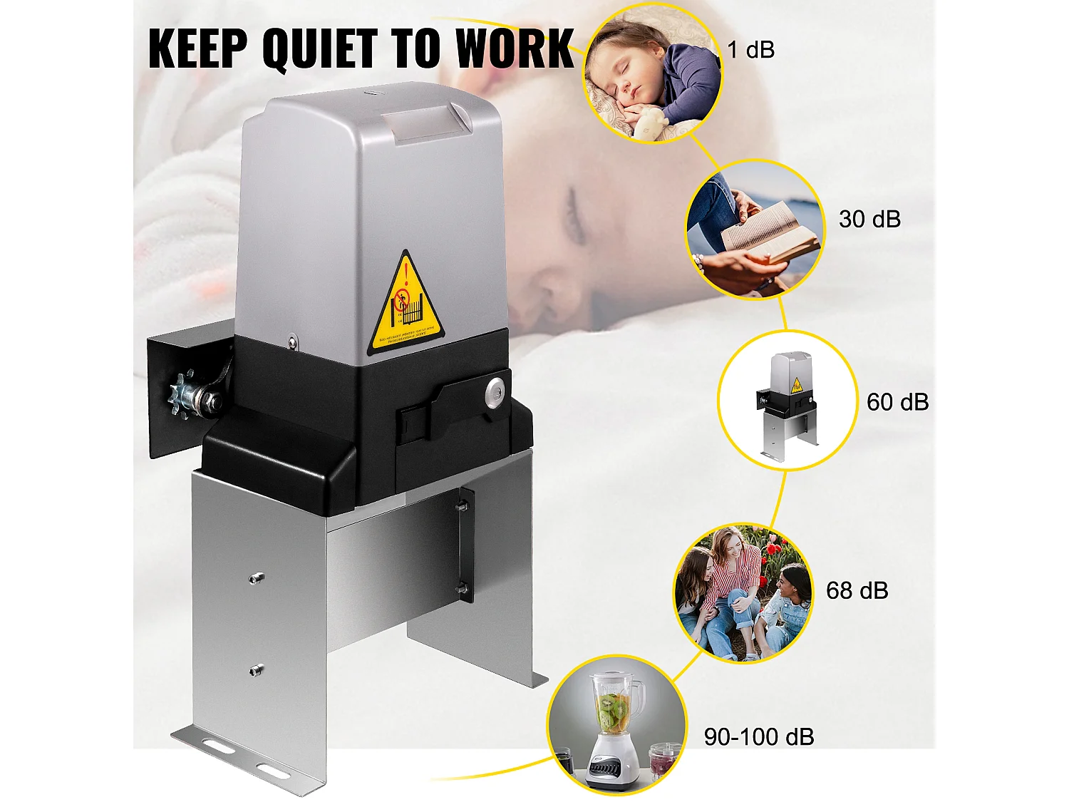 Ouvre-Portail Coulissant SucceBuy, Portail Coulissant Automatique d'une Capacité de 1497kg, Équipé de 4 Télécommandes et d'un Contrôle par Application