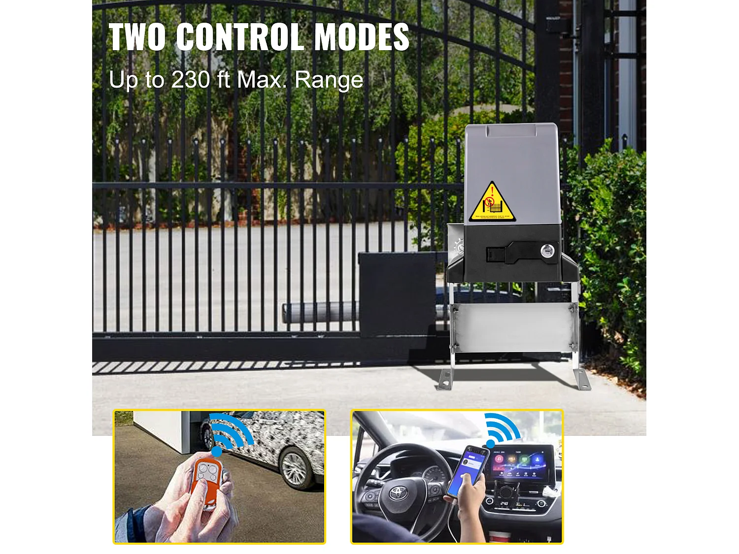 Ouvre-Portail Coulissant SucceBuy, Portail Coulissant Automatique d'une Capacité de 1497kg, Équipé de 4 Télécommandes et d'un Contrôle par Application