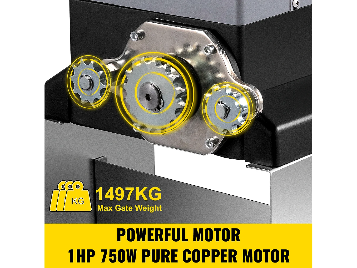 Ouvre-Portail Coulissant SucceBuy, Portail Coulissant Automatique d'une Capacité de 1497kg, Équipé de 4 Télécommandes et d'un Contrôle par Application