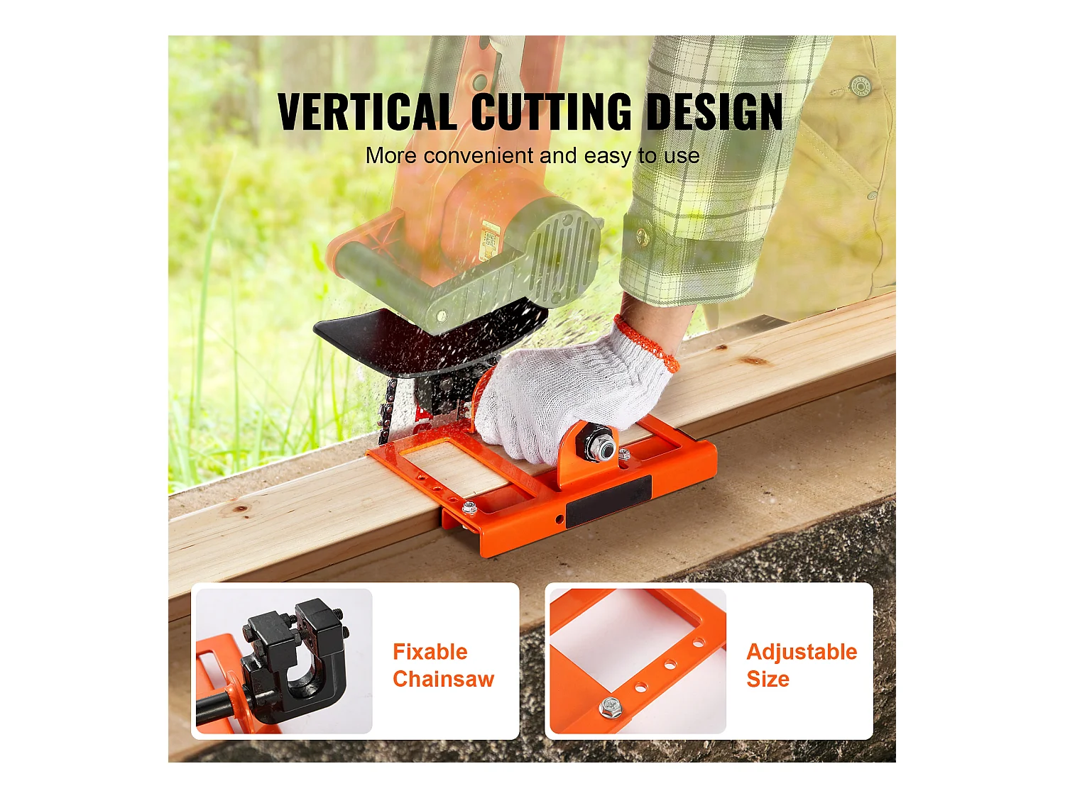 Scie à Chaîne SucceBuy, Scie à Chaîne Verticale en Fonte, Guide de Coupe du Bois 2