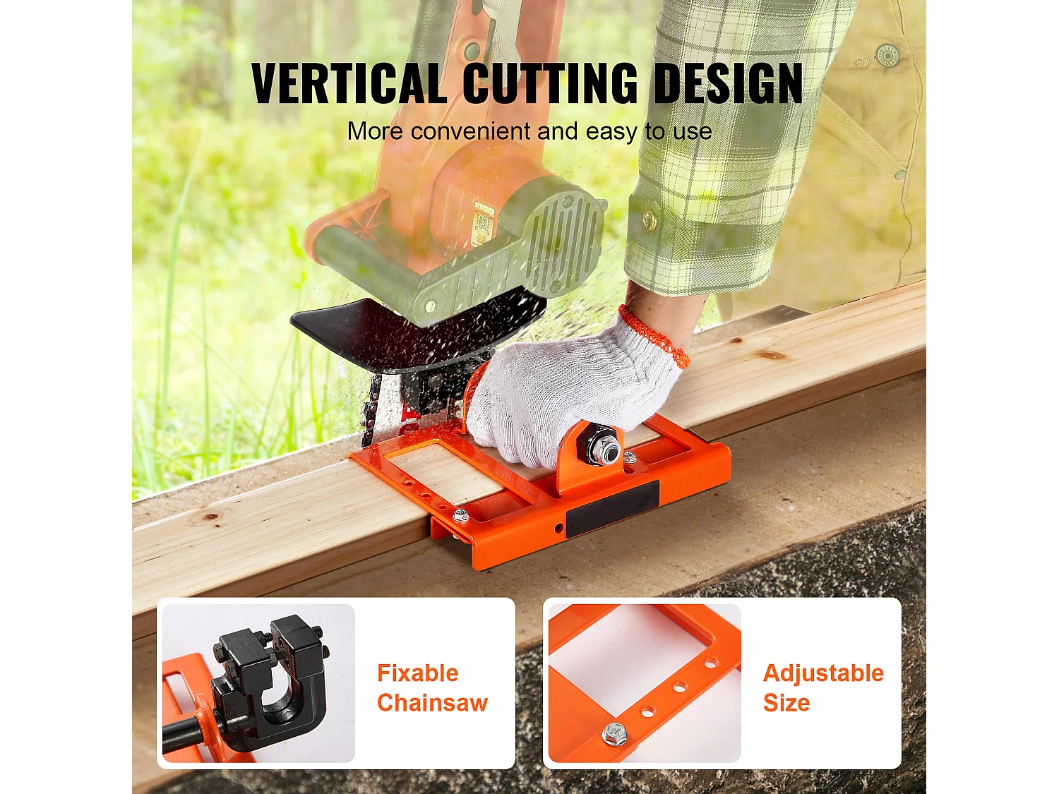 Scie à Chaîne SucceBuy, Scie à Chaîne Verticale en Fonte, Guide de Coupe du Bois 2