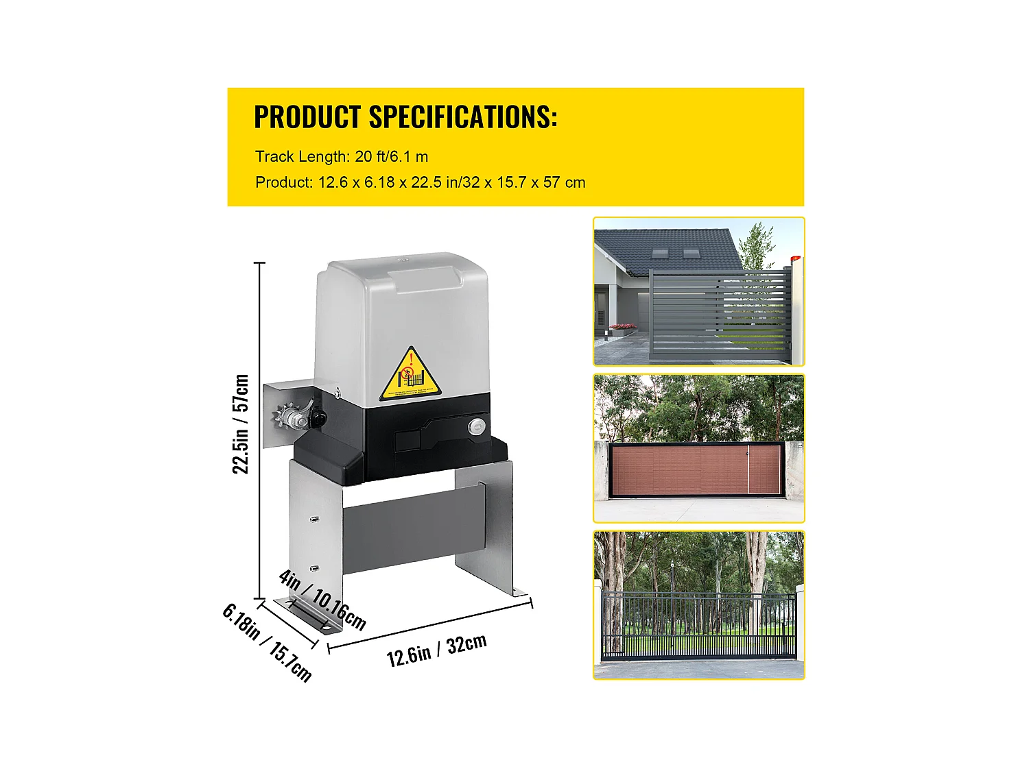 Ouvre-Portail Coulissant SucceBuy 800 kg avec Télécommande