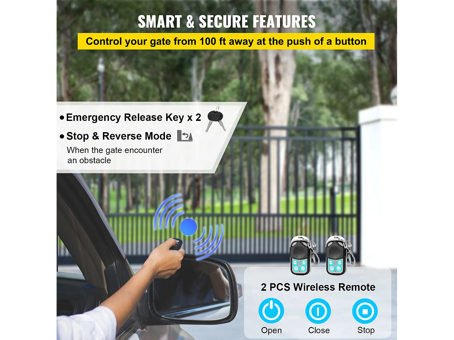 Ouvre-Portail Coulissant SucceBuy 800 kg avec Télécommande