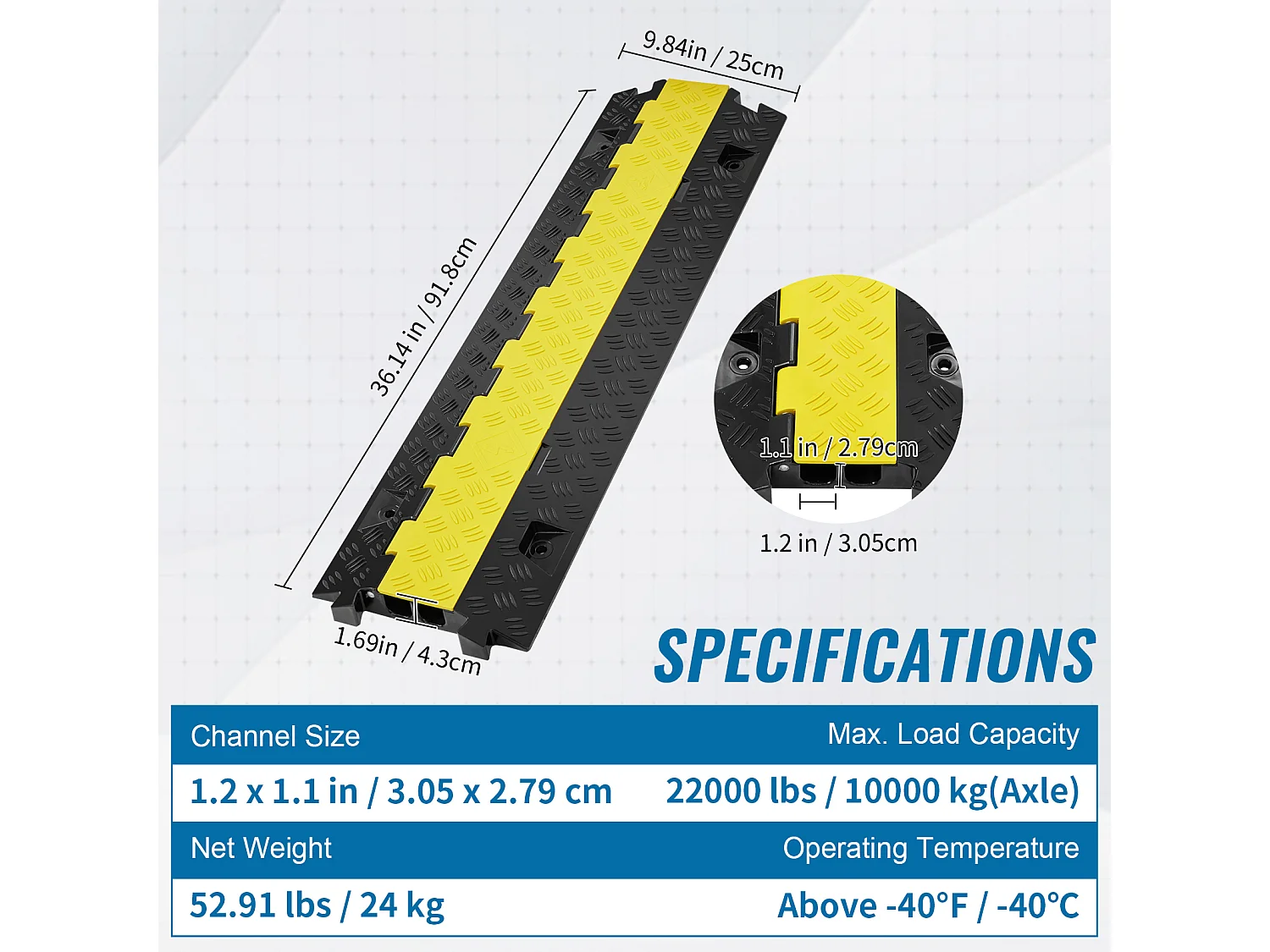 Rampe de Protection de Câble SucceBuy 5 Pièces, Couverture de Fil en TPU à 2 Canaux, Capacité de 9979 kg