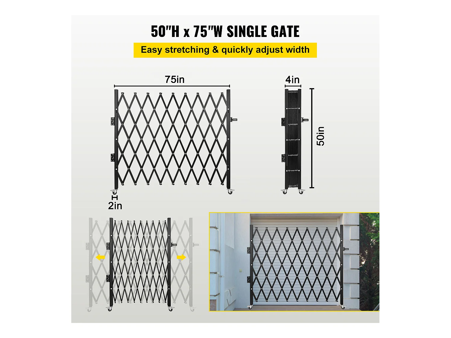 Barrière de Sécurité Pliante Simple SucceBuy 190.5Cm L x 122Cm H, Barrière à Ciseaux