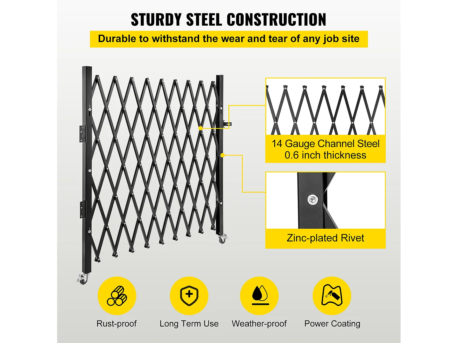 Barrière de Sécurité Pliante Simple SucceBuy 190.5Cm L x 122Cm H, Barrière à Ciseaux