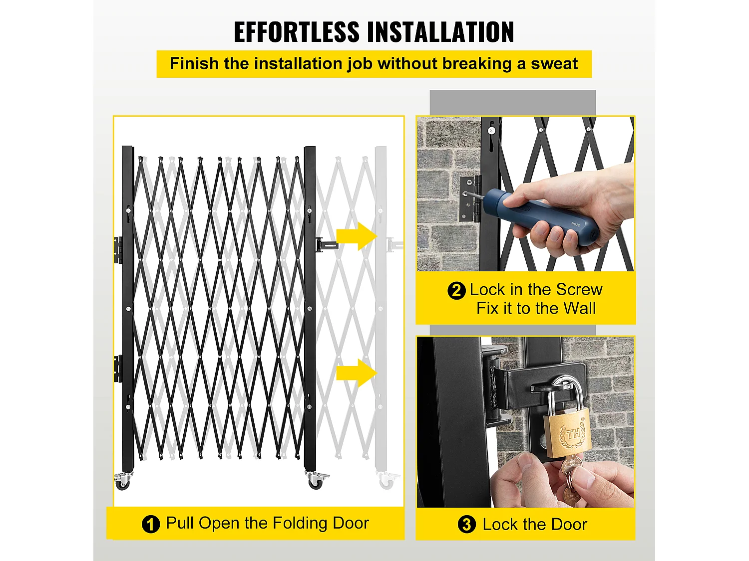 Barrière de Sécurité Pliante Simple SucceBuy 190.5Cm L x 122Cm H, Barrière à Ciseaux