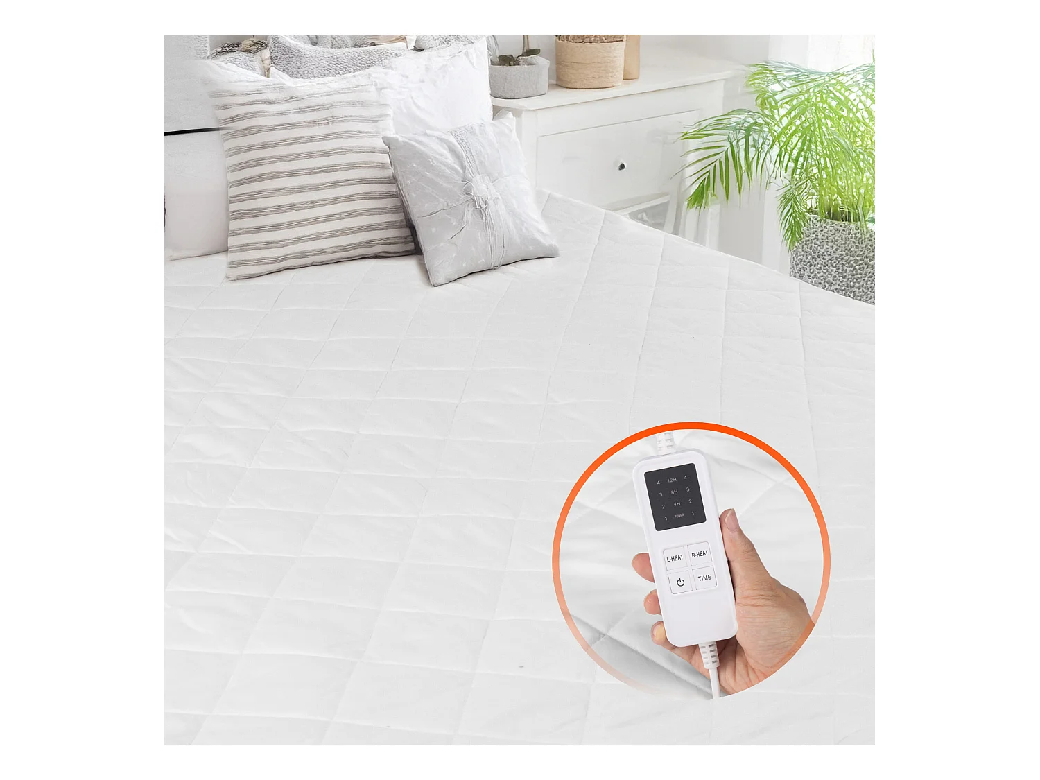 Couverture Chauffante Électrique, SucceBuy Surmatelas Chauffant 195 x 165 cm, Queen, Chauffe-matelas Électrique avec Minuterie