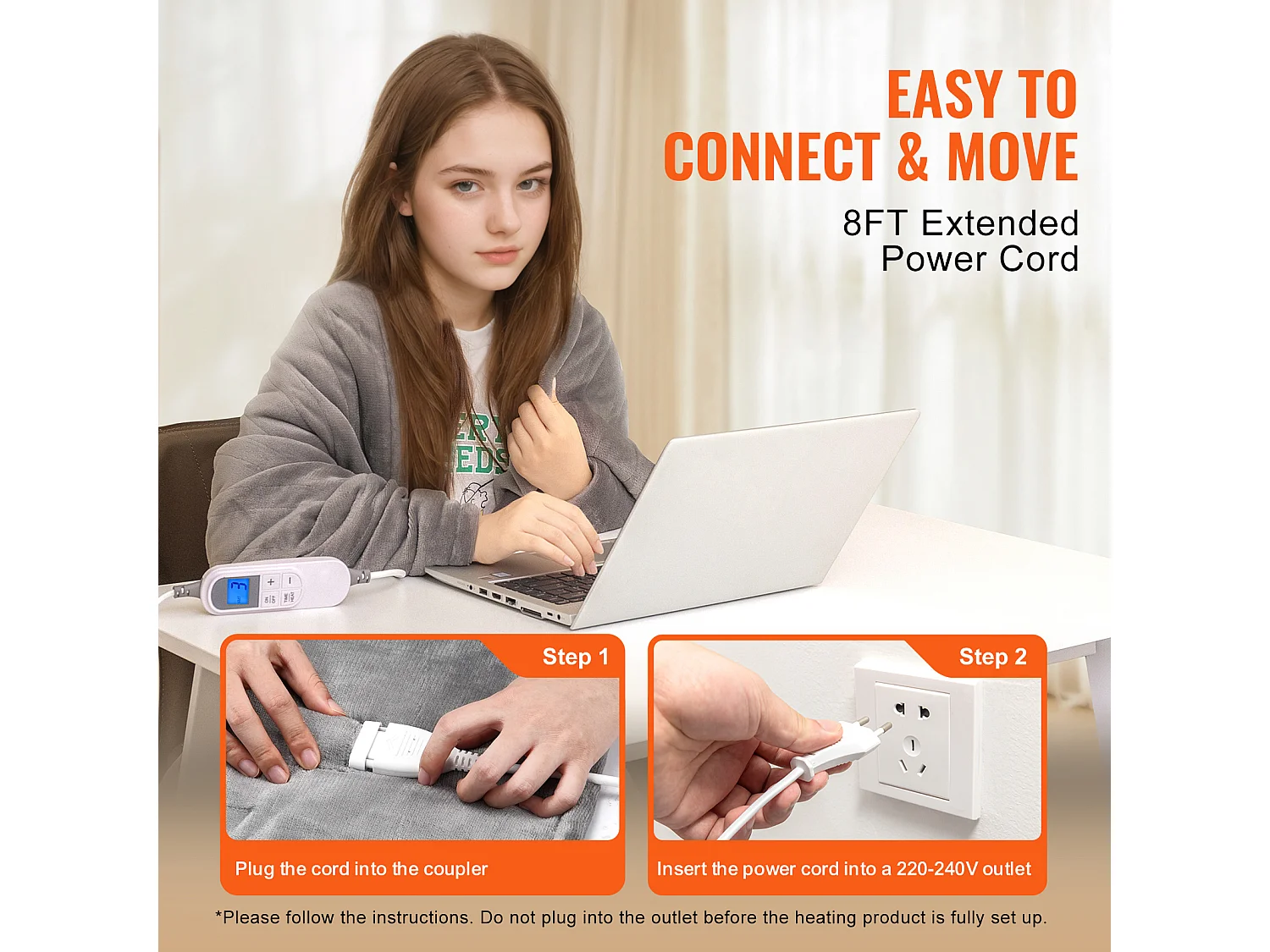 Couverture Chauffante Électrique, SucceBuy Couverture Chauffante 130 x 160 cm en Flanelle Douce pour Cadeau Grand-mère