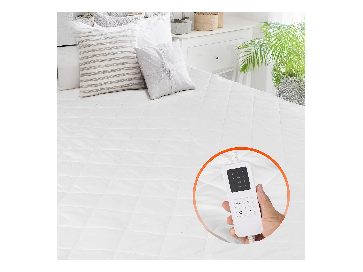 Couverture Chauffante Électrique, SucceBuy Surmatelas Chauffant 150 x 80 cm avec Minuterie et Arrêt Automatique