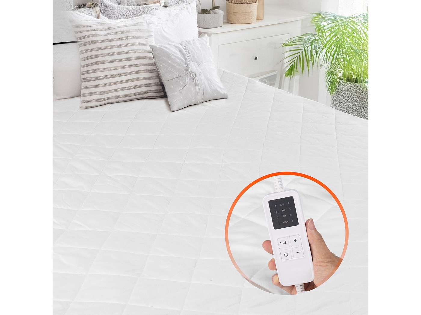 Couverture Chauffante Electrique 130 x 150 cm Lavable en machine avec Sac à Linge Télécommande 5 Minuterie et 6 Réglages de Chaleur - Electroménager
