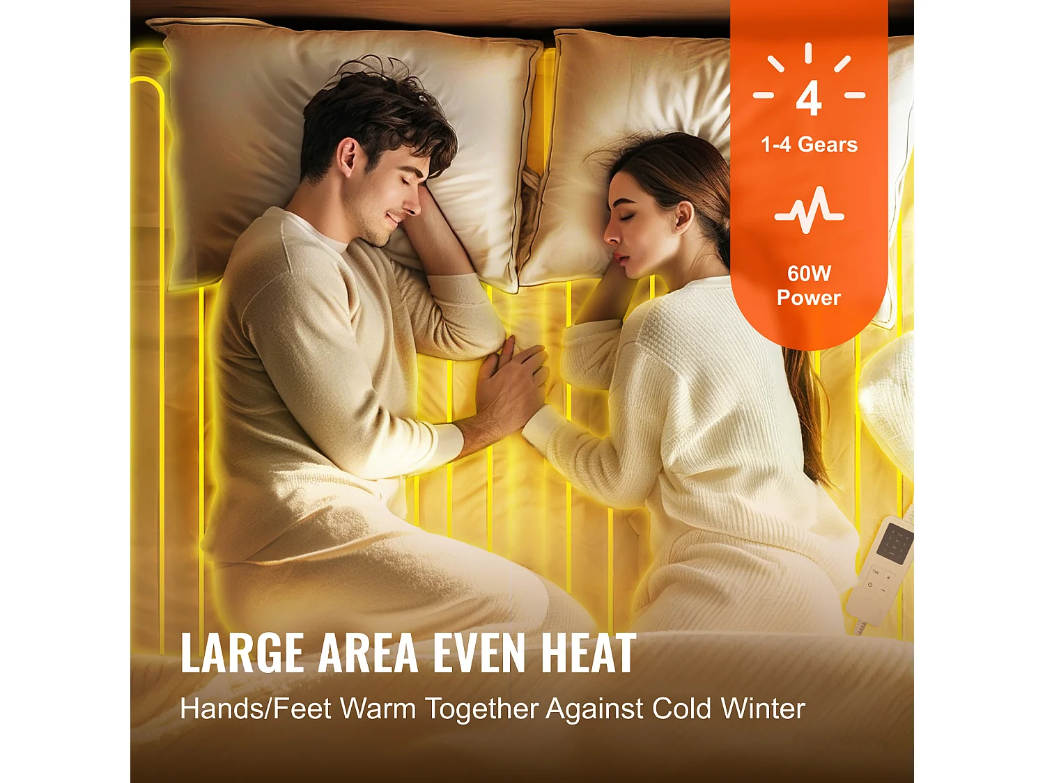 Couverture Chauffante Électrique, SucceBuy Surmatelas Chauffant 150 x 80 cm avec Minuterie et Arrêt Automatique