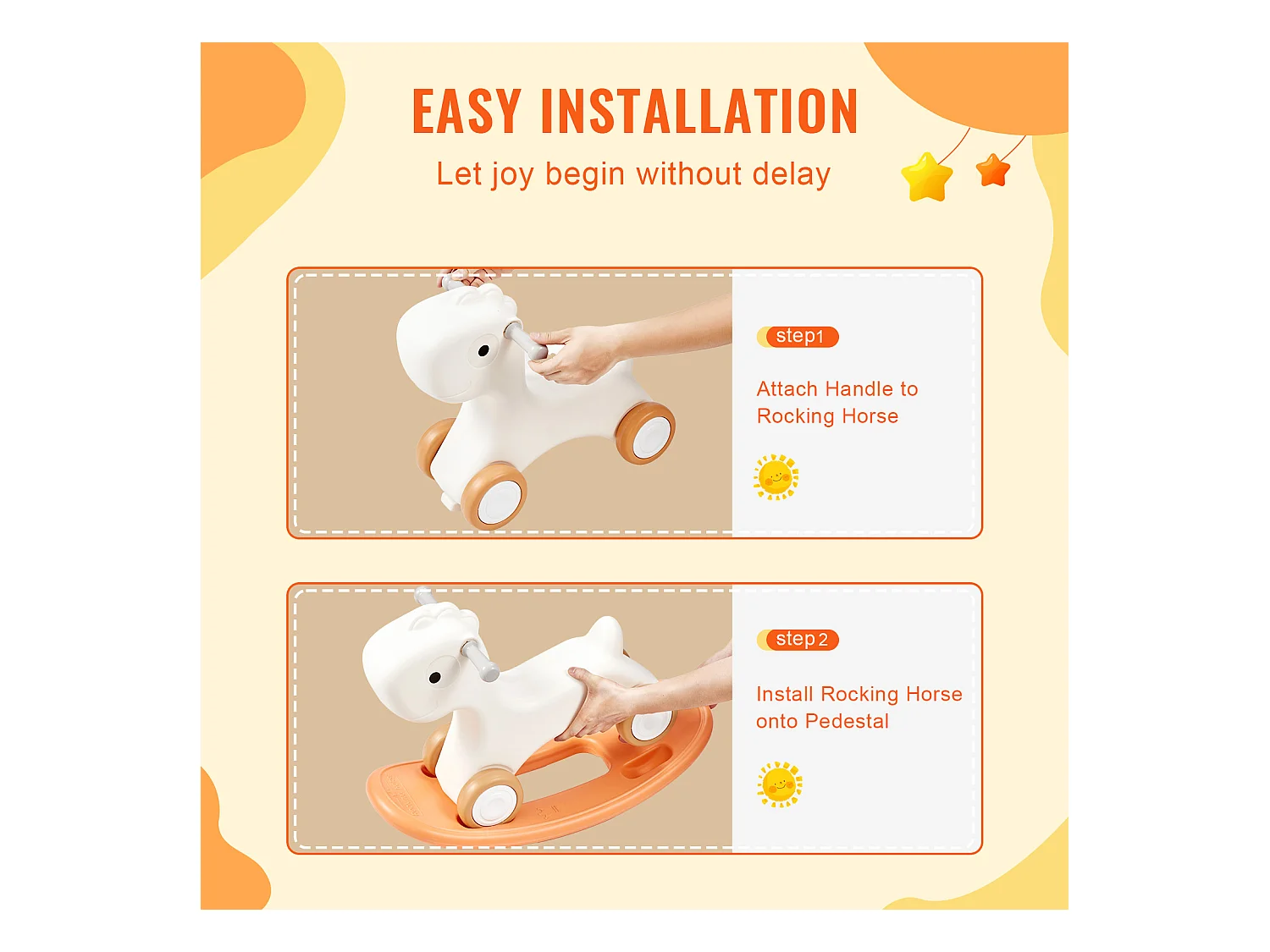 Cheval à Bascule 3 en 1 SucceBuy, pour Tout-petits de 1 à 3 ans, à Chevaucher, Planche, Rouge