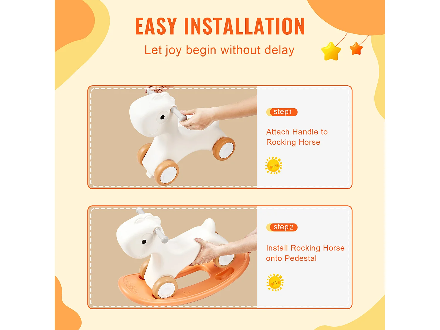 Cheval à Bascule 3 en 1 SucceBuy, pour Tout-petits de 1 à 3 ans, à Chevaucher, Planche, Rouge