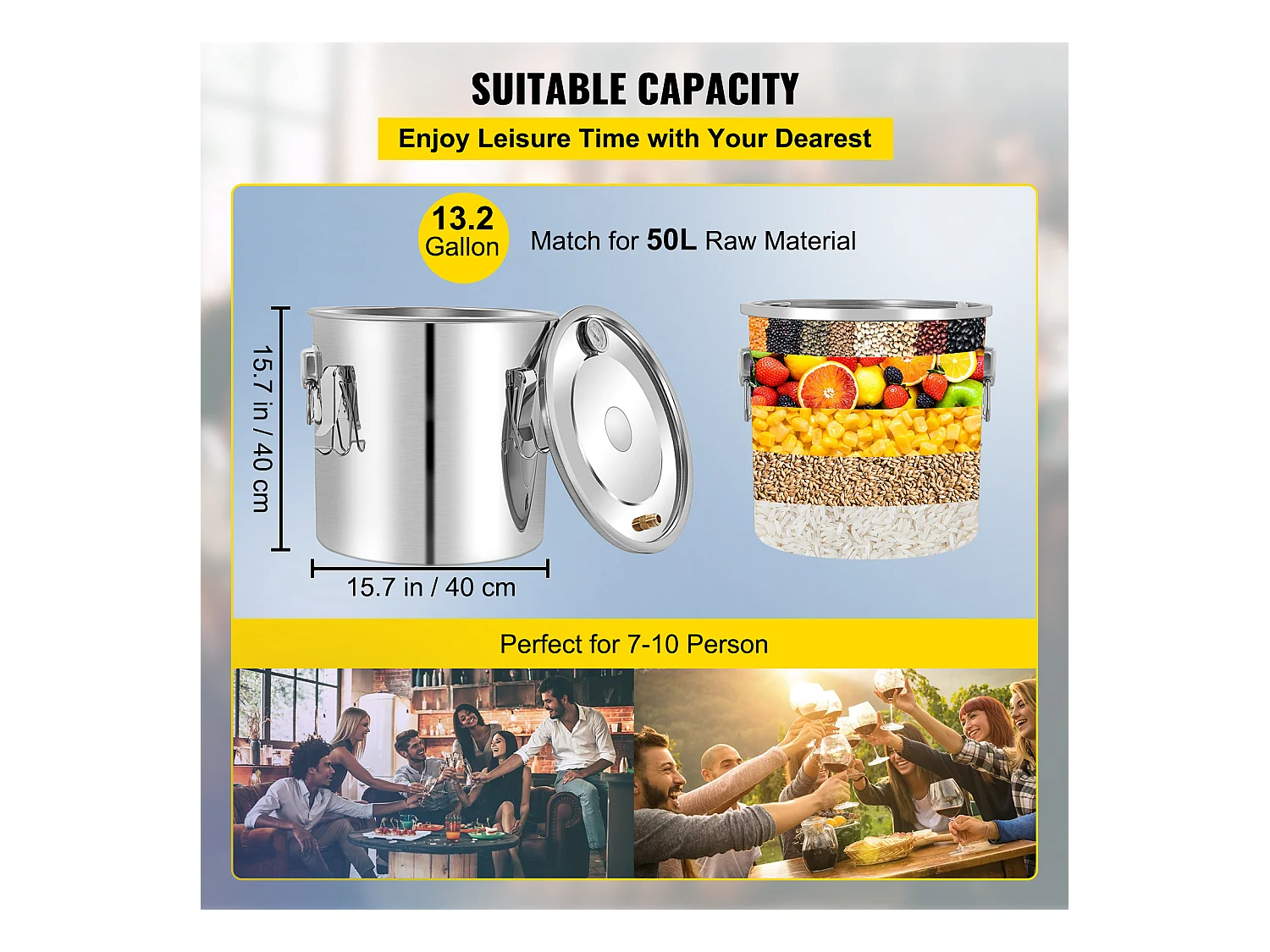 Alambic SucceBuy 50 L, Distillateur D'eau avec Fût Thumper et Pompe