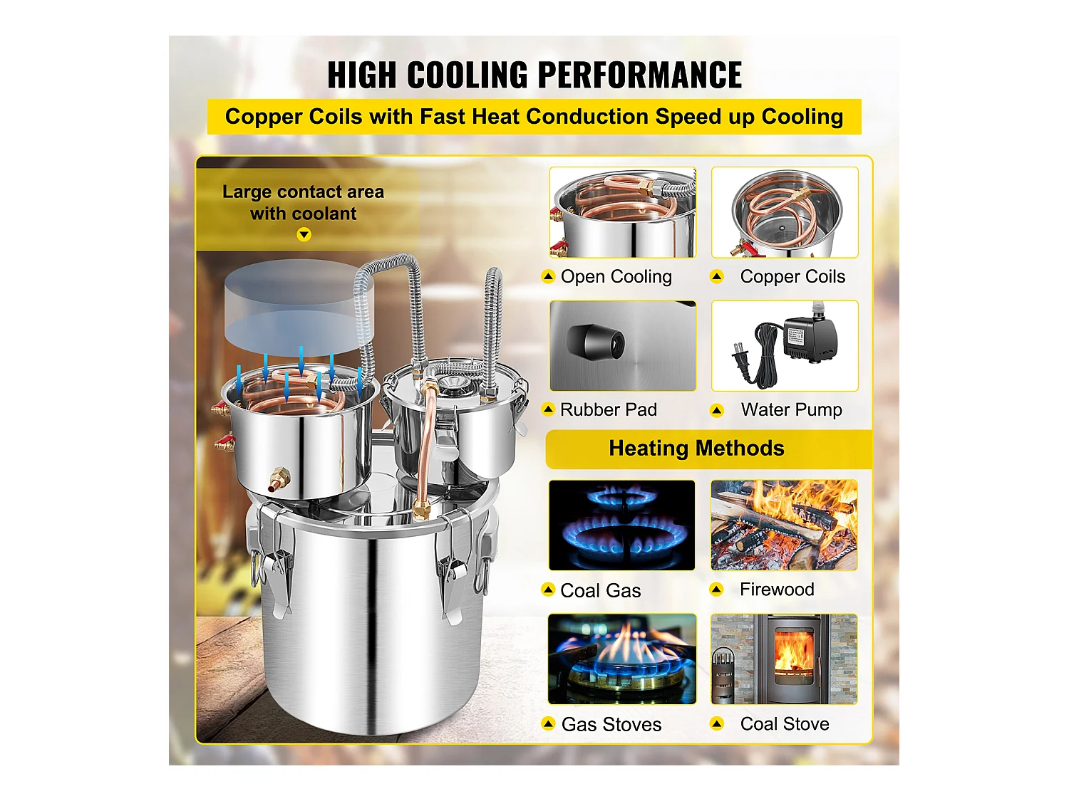 Alambic SucceBuy 50 L, Distillateur D'eau avec Fût Thumper et Pompe