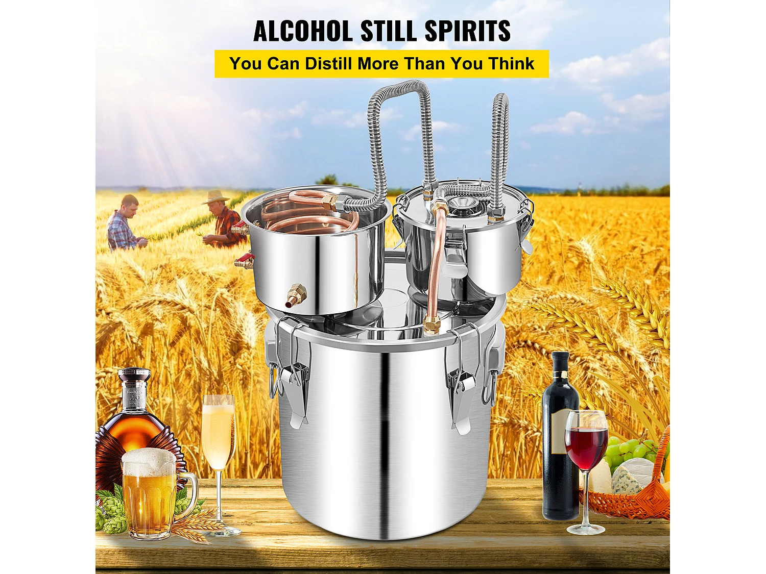 Distillatore SucceBuy D'acqua da 50 Litri con Fusto Thumper e Pompa