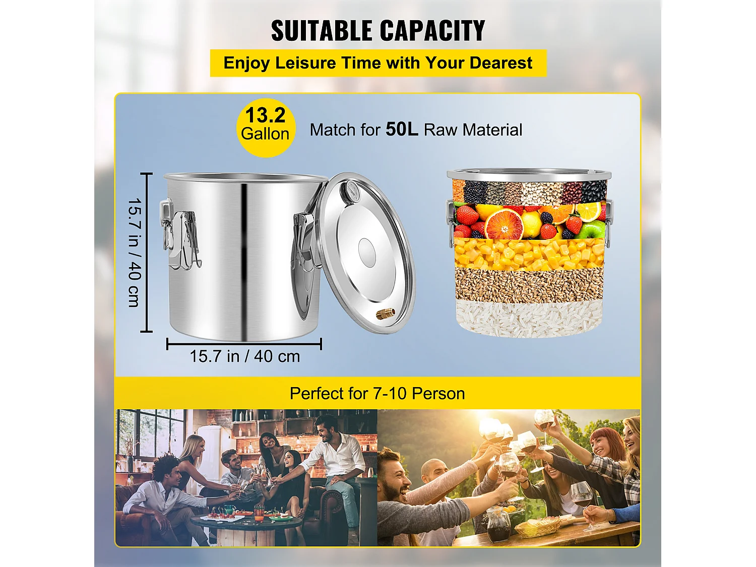 Distillatore SucceBuy D'acqua da 50 Litri con Fusto Thumper e Pompa