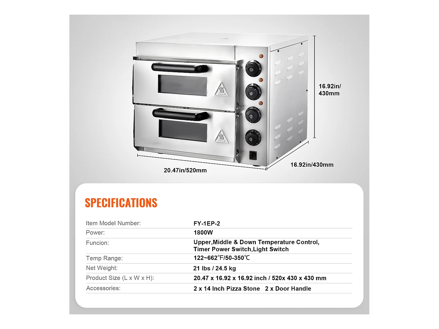 Four SucceBuy Four à Pizza Commercial, Comptoir, Double Pont de 35.56CM