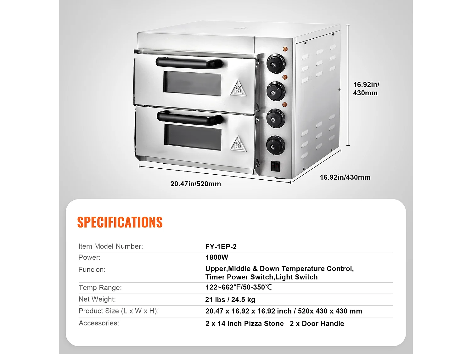 Four SucceBuy Four à Pizza Commercial, Comptoir, Double Pont de 35.56CM