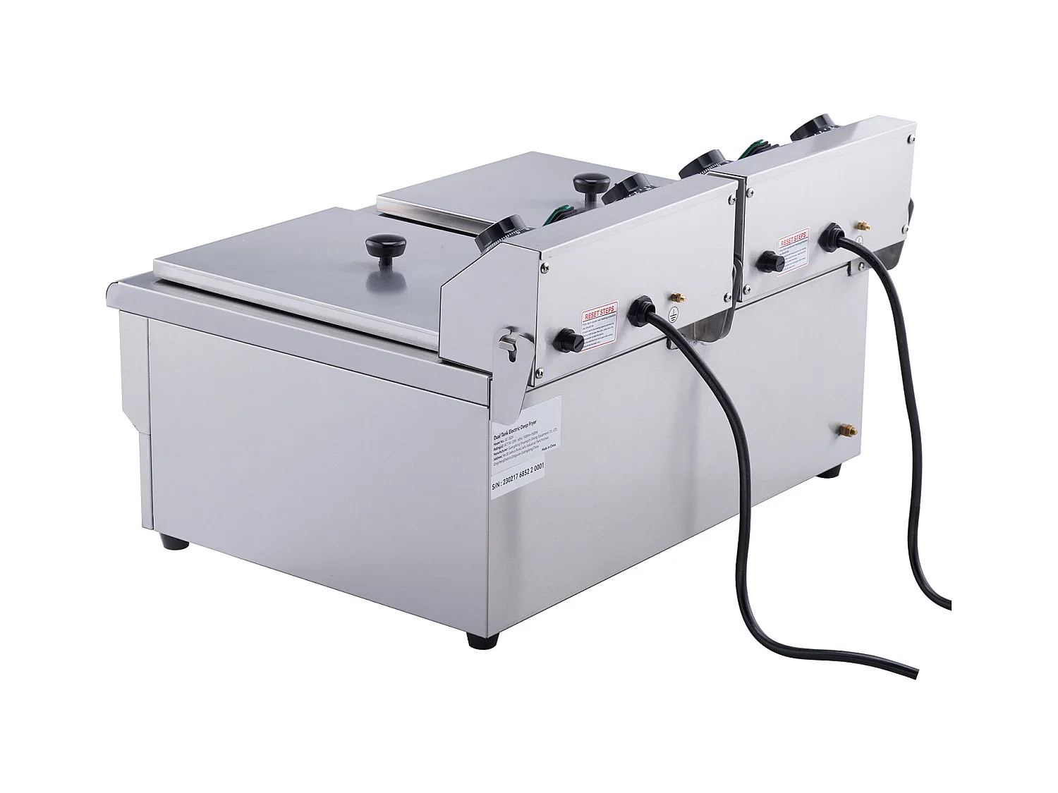 Friteuse Commerciale SucceBuy, 6 000 W, à Poser sur un Comptoir, Deux Cuves