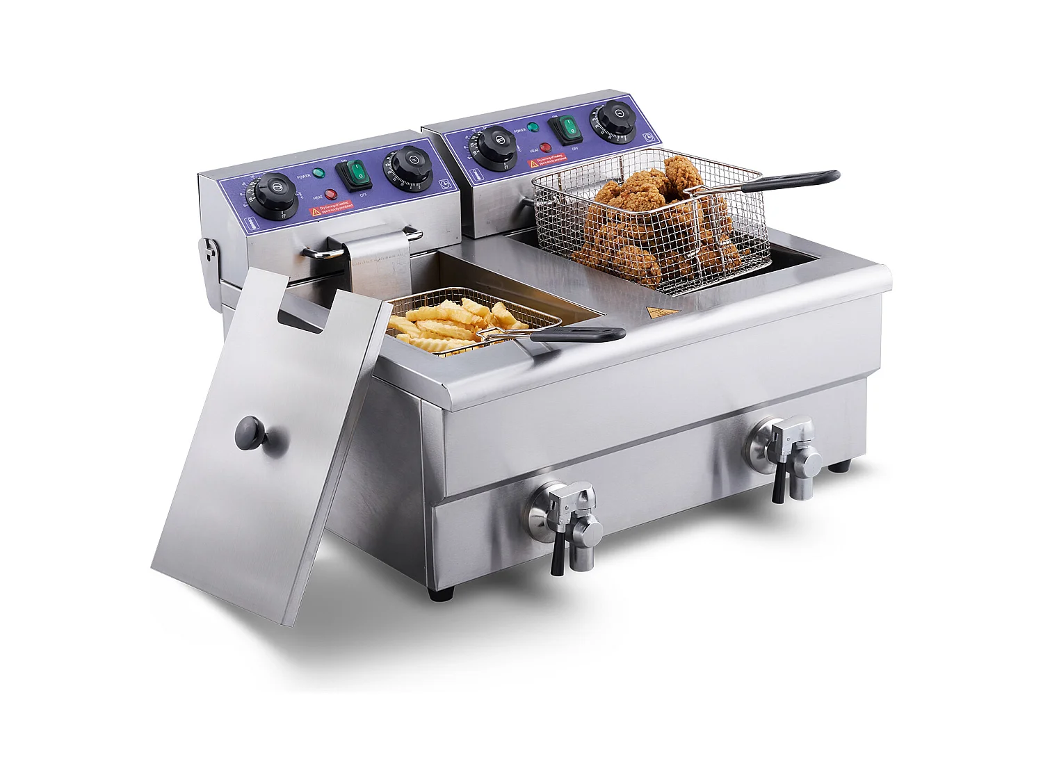 Friteuse Commerciale SucceBuy, 6 000 W, à Poser sur un Comptoir, Deux Cuves