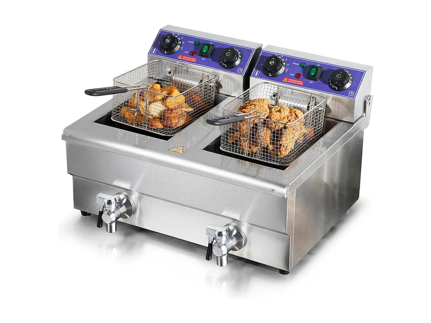 Friteuse Commerciale SucceBuy, 6 000 W, à Poser sur un Comptoir, Deux Cuves