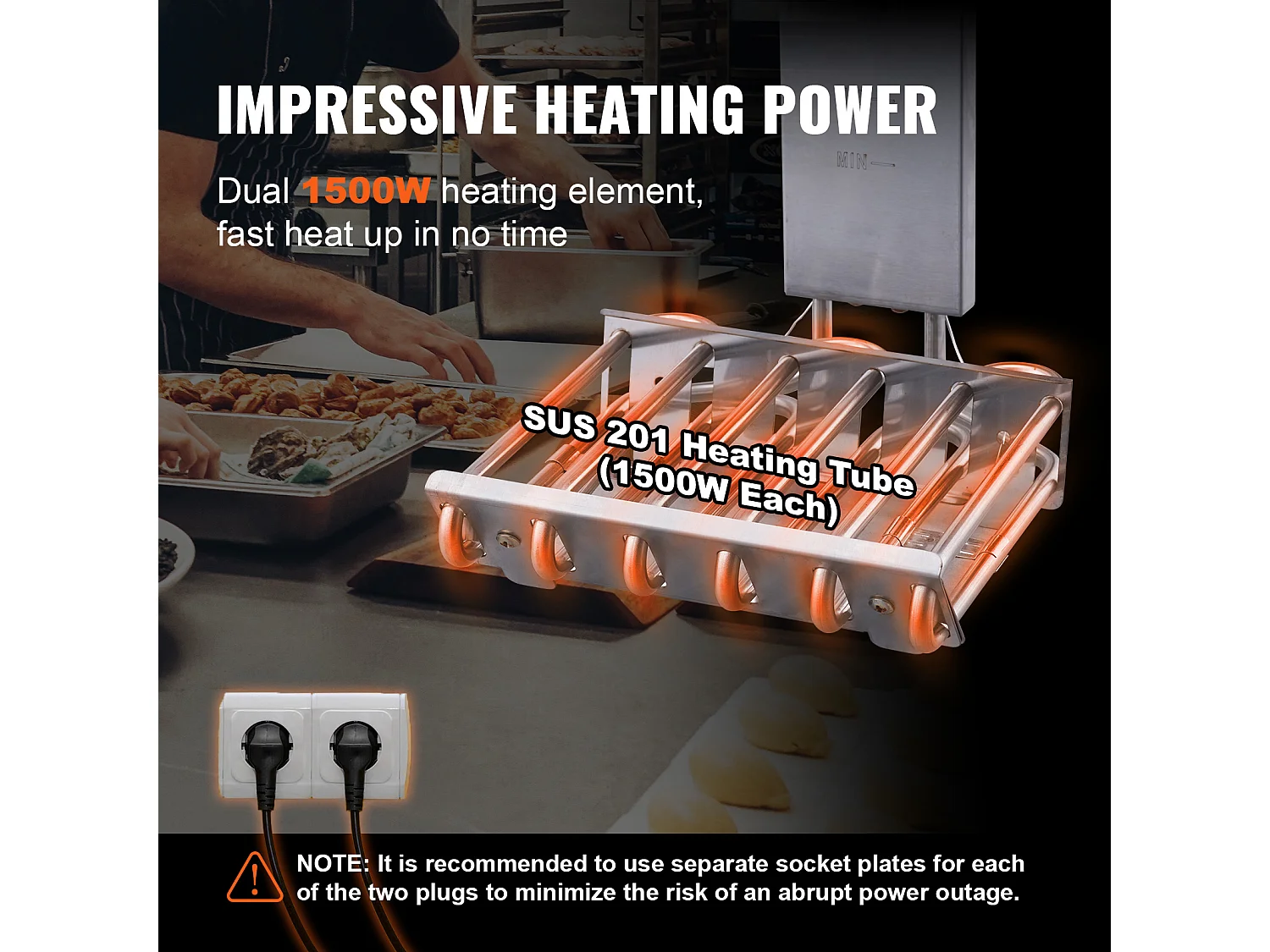 Friteuse Commerciale SucceBuy, 6 000 W, à Poser sur un Comptoir, Deux Cuves