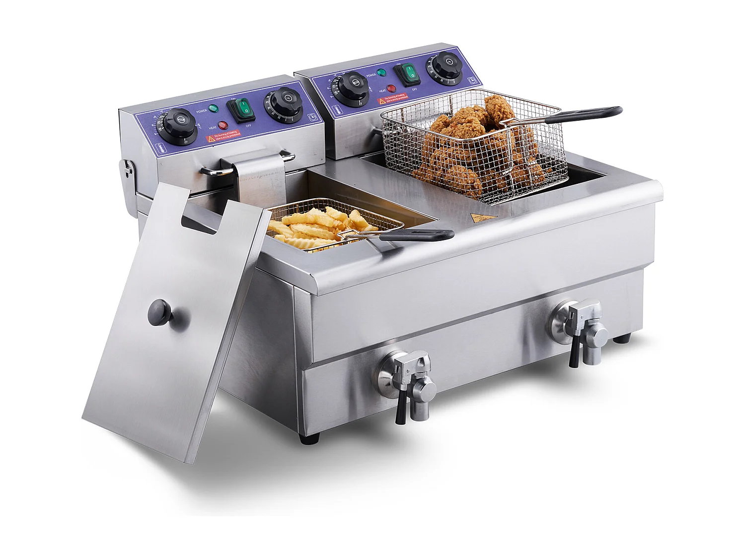 Friteuse Commerciale SucceBuy, 6 000 W, à Poser sur un Comptoir, Deux Cuves